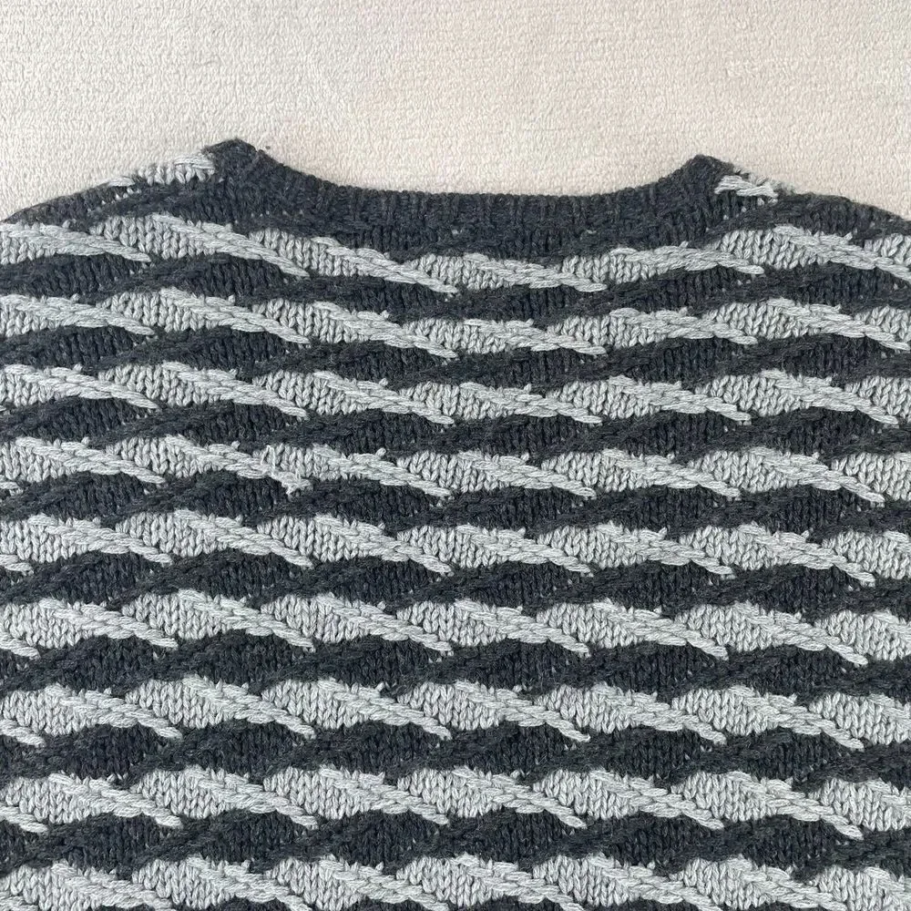 John Varvatos Luxe Sweater Men 2XL Grey Black Wool Cashmere‎ Knit Long Sleeve